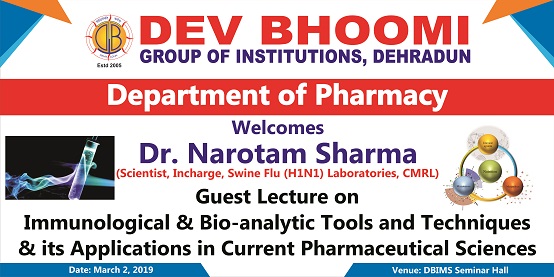 Guest Lecture on the topic- Immunological & Bio-analytic tools & techniques & its applications in current pharmaceutical sciences