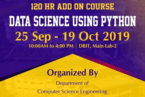 120 HR Add On Course on Data Science using Python by Department of Computer Science Engg and Computer Application